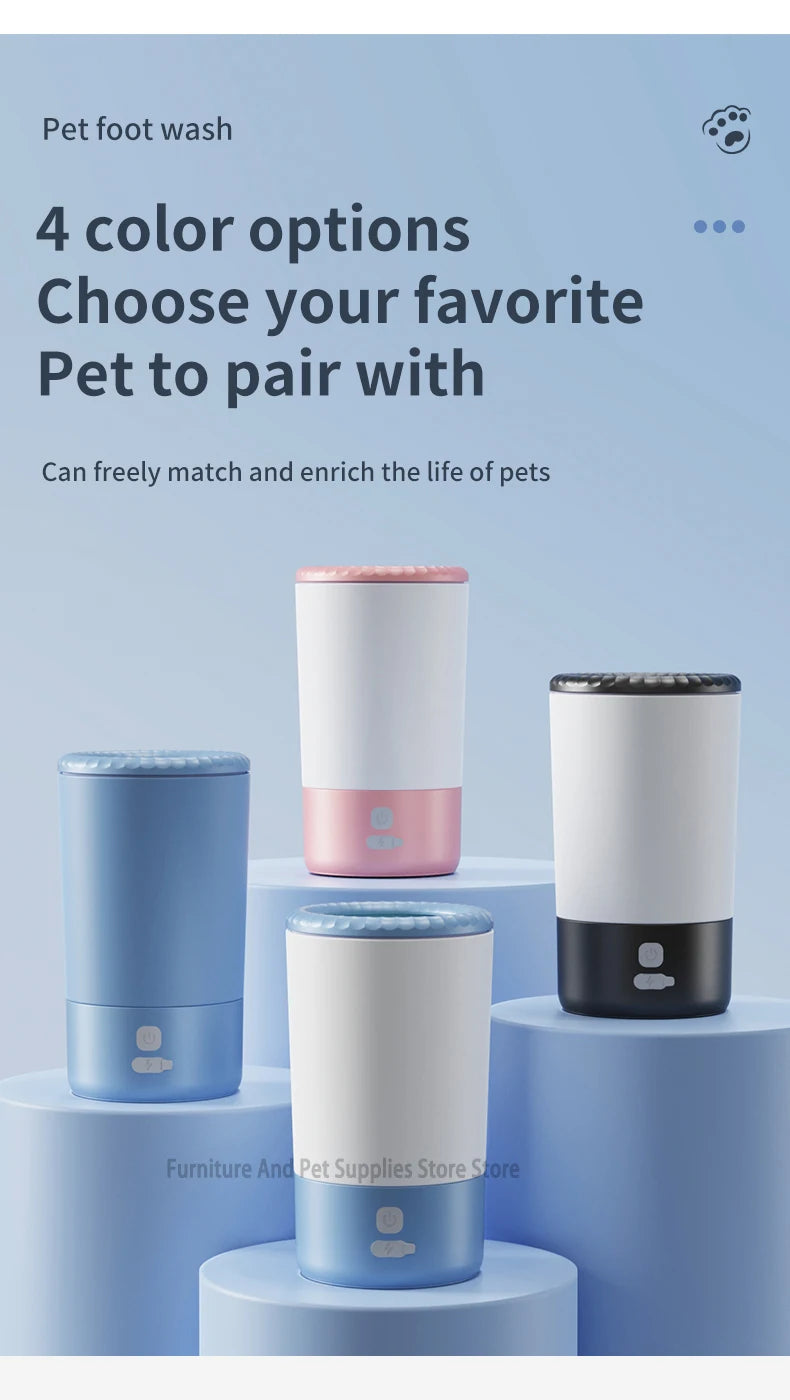 Pet Foot Washing Machine Electric Pet Paw Cleaner Automatic Dog Quick Cleaner Pet Paw Portable Low Noise Waterproof Foot Cup