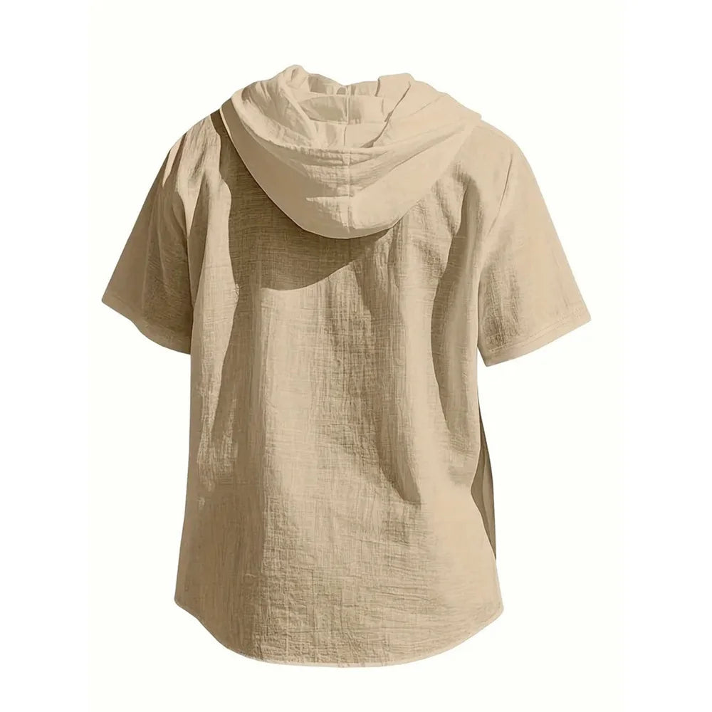 Hooded Cotton Linen Shirt for Men.