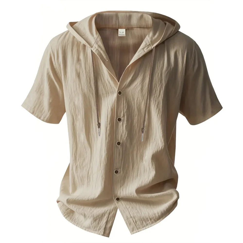 Hooded Cotton Linen Shirt for Men.