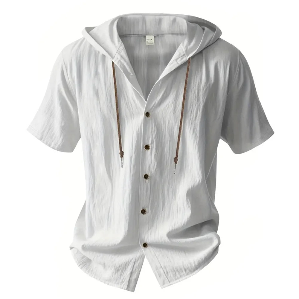 Hooded Cotton Linen Shirt for Men.