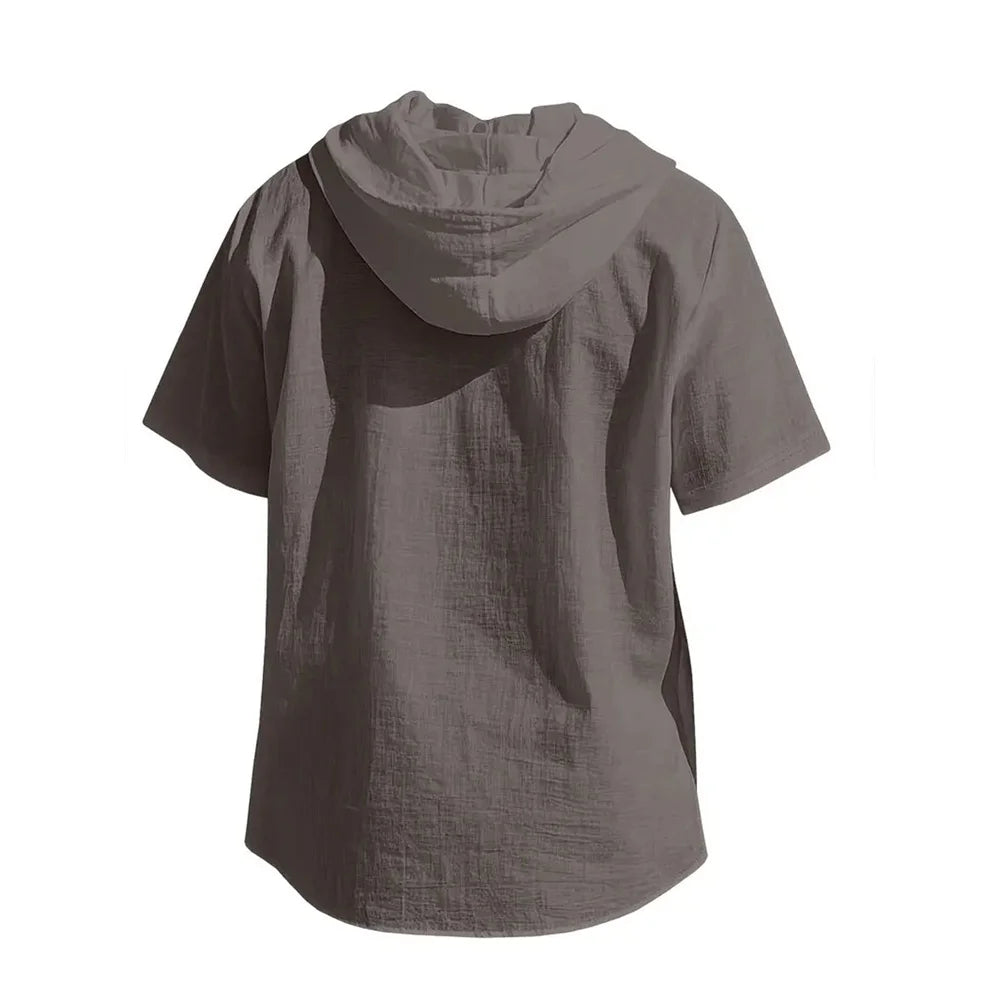 Hooded Cotton Linen Shirt for Men.