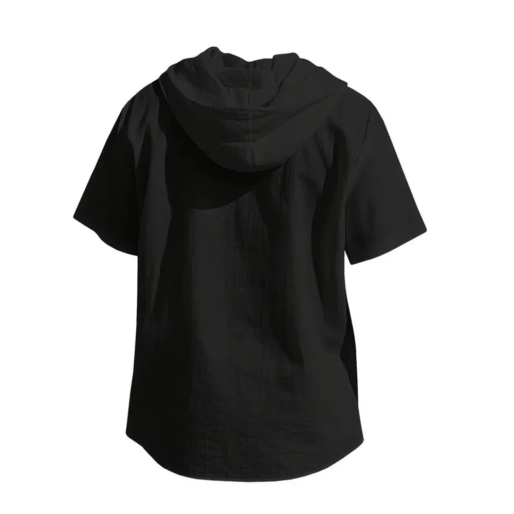 Hooded Cotton Linen Shirt for Men.