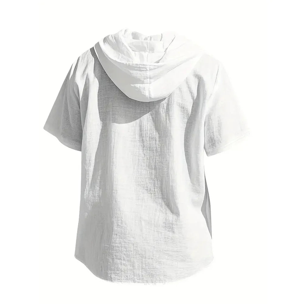 Hooded Cotton Linen Shirt for Men.